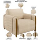 Ver imagem 3 de Poltrona para Sala de Estar Decorativa Pés de Madeira Base Fixa Flora M03 Linho Bege - Lyam Decor