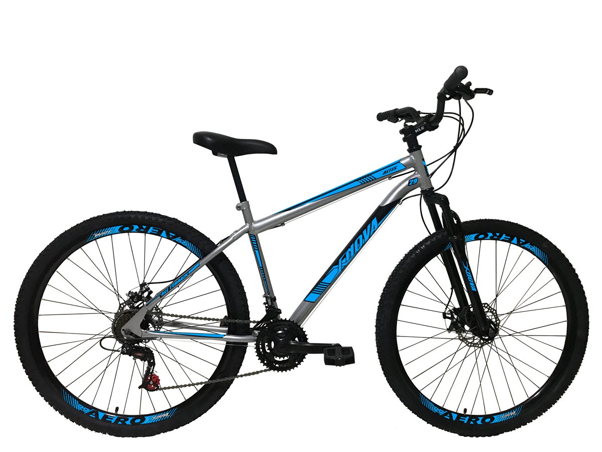Bicicleta Aro 29 Altis MTB 21 Marchas Suspensão e Freio a Disco Prata - Xnova - Azul