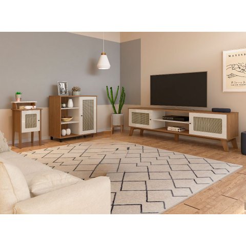 Conjunto Sala Charlotte: Rack 4675 + Buffet 4676 + Mesa 4677