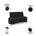 Ver imagem 2 de Sofá 2 Lugares Living 135cm Pé Palito Maraú Veludo Preto K01 - D'Rossi