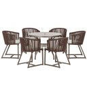 Ver imagem 1 de Mesa com 6 Cadeiras Jantar Noronha Marrom E3 Trama Original Marrom