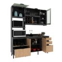 Ver imagem 7 de Cozinha Modulada Esmeralda 180cm Nicho 2 Fornos 4 Peças Cor:lunar com Freijó e Verde Mar