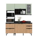 Ver imagem 4 de Cozinha Modulada Esmeralda 180cm Nicho 2 Fornos 4 Peças Cor:lunar com Freijó e Verde Mar
