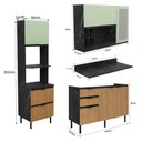 Ver imagem 5 de Cozinha Modulada Esmeralda 180cm Nicho 2 Fornos 4 Peças Cor:lunar com Freijó e Verde Mar