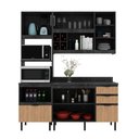 Ver imagem 6 de Cozinha Modulada Esmeralda 180cm Nicho 2 Fornos 4 Peças Cor:lunar com Freijó e Verde Mar