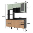 Ver imagem 3 de Cozinha Modulada Esmeralda 180cm Nicho 2 Fornos 4 Peças Cor:lunar com Freijó e Verde Mar