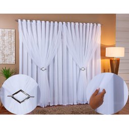 Cortina Voil Com Forro Microfibra Sala E Quarto 8,00 x 2,50 - Branco - 2