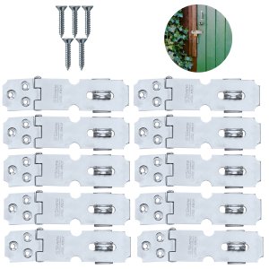 Dobradiça Porta Cadeado Fecho Trinco Zincado 6,5cm para Portão Gaveta Armário | Silvana | Kit 10 Un
