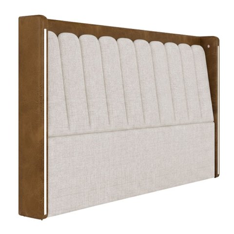 Cabeceira Casal Queen 160 Cm Mira Corano Caramelo/linho Cru - Nexta Casa