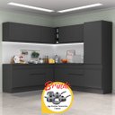 Ver imagem 1 de Armário Cozinha Completa Canto Veneza Mp2101 Multimóveis Preto + Brinde Jogo de Panelas Tramontina