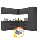 Ver imagem 3 de Armário Cozinha Completa Canto Veneza Mp2101 Multimóveis Preto + Brinde Jogo de Panelas Tramontina