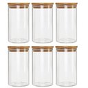 Ver imagem 1 de Kit 6 Potes Borossilicato Hermético Tampa Bambu 800ml Class