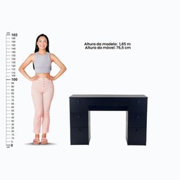 Penteadeira Ditália 7 Gavetas C/espelho Redondo Pe-100 Cor:preto - 6