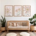 Ver imagem 2 de Kit 3 Quadros Decorativos Infantil - Flor do Dia NO2 - 30x40 - Moldura Madeira