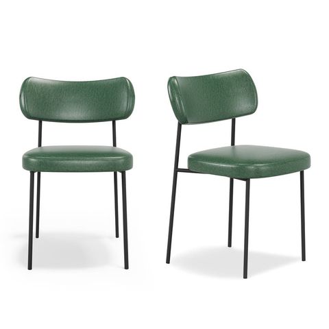 Kit 2 Cadeiras Stela de Jantar Couro Sintetíco Verde - Vallisa Decor