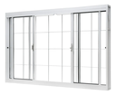 Ver imagem 1 de Janela de Correr Central Aço Branco com Grade Quadriculada 4 Folhas 150x100