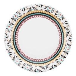 Aparelho De Jantar Floreal Luiza 20 Peças Porcelana Oxford Preto Florido - 8