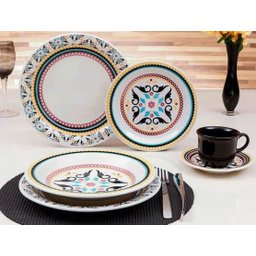 Aparelho De Jantar Floreal Luiza 20 Peças Porcelana Oxford Preto Florido - 3