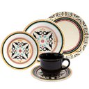 Ver imagem 2 de Aparelho De Jantar Floreal Luiza 20 Peças Porcelana Oxford Preto Florido