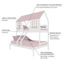 Ver imagem 4 de Beliche Casal/ Solteiro Casinha Encantada Madeira Maciça Branco/ Rosa Housin