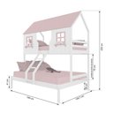 Ver imagem 3 de Beliche Casal/ Solteiro Casinha Encantada Madeira Maciça Branco/ Rosa Housin