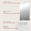 Ver imagem 5 de Gabinete para Banheiro com Tampo Cuba e Espelheira 60cm Retro Mdf Branco Milano - On Móveis