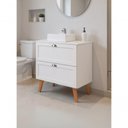 Ver mais imagens de Gabinete para Banheiro com Tampo Cuba e Espelheira 60cm Retro Mdf Branco Milano - On Móveis