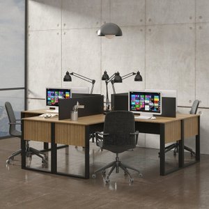 Estação de Trabalho para 4 Lugares com Divisória