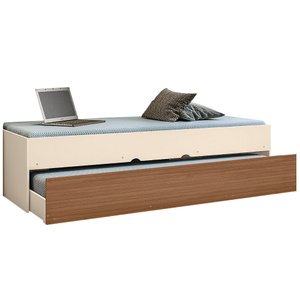 Bicama Solteiro Cama Auxiliar 100% Mdp Chiara Off White/carvalho - Phoenix