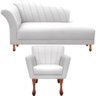Conjunto Recamier Sofá Divã Chesterfield + Poltrona Iza:Corino Branco - 1