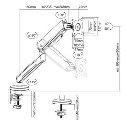 Suporte Monitor Branco Articulado 17 a 34 Cs90w Central Suportes - 7