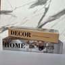 Conjunto livro caixa de papelão decorativo 'Home' + 'Decor' - 3