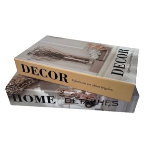 Conjunto livro caixa de papelão decorativo 'Home' + 'Decor'
