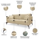Ver imagem 3 de Sofá 3 Lugares 200cm Pés de Metal Vecchia S06 Linho Dourado - Mpozenato
