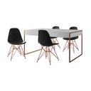 Ver imagem 2 de Mesa Jantar Industrial Retangular Filadélfia Branca 137x90cm com 4 Cadeiras Eames Pretas Base Cobre