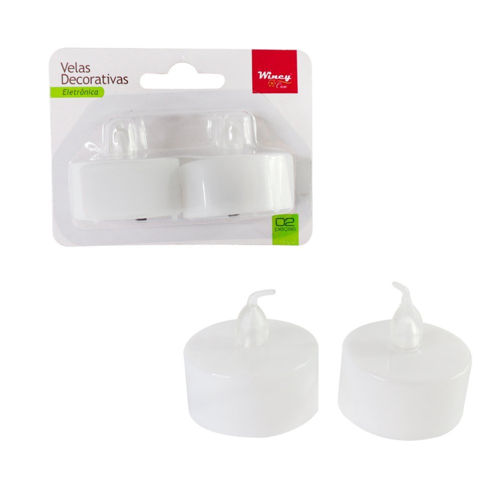 02 Velas Decorativas de Led - Branco Quente - 2