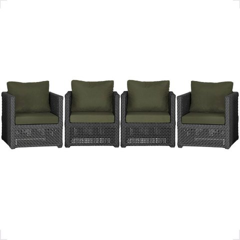 4 Poltronas Madri Alumínio Corda Náutica Estofado 13 Trama Original