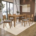 Ver imagem 1 de Conjunto para Sala de Jantar Mesa com 6 Cadeiras Melina Marrom/Canela/Gelo