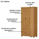 Ver imagem 5 de Guarda Roupa Solteiro 3 Portas Dobráveis 2 Gavetas e Cama Bela MDF Nature Off Milani Movelaria