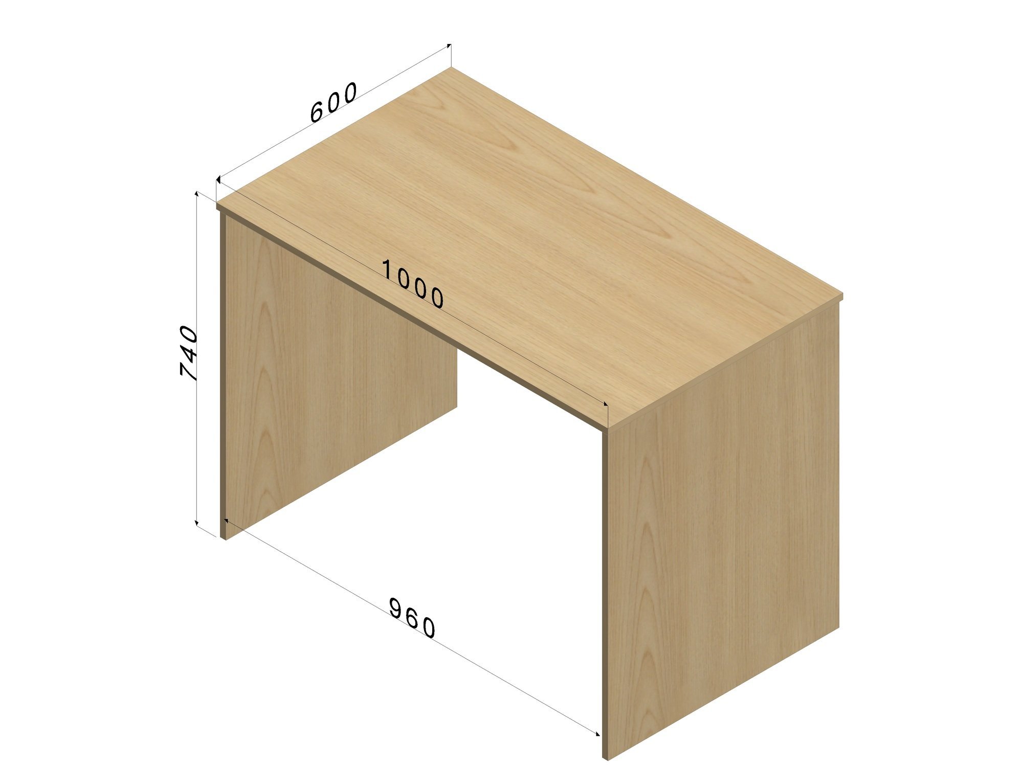 Mesa de Escritório Retangular Economica 100cmx60cmx74cm - Preto - Escrivaninha, Home Office, Mesa Es - 3