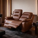 Ver imagem 2 de Poltrona Reclinável Elétrica 2 Lugares Cinema com Massagem Montelli L07 Couríssimo Marrom - Lyam