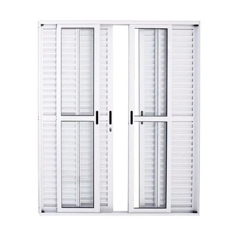 Porta Balcao 6 Folhas Aluminio Branco C/ Fechadura 2.10x1,80
