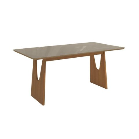 Mesa de Sala Jantar Mila Premium Madeira Maciça C/ Tampo Madeirado C/ Vidro 160x90cm Carvalho/