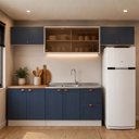 Ver imagem 1 de Cozinha Modulada Olivia 5 Peças com Aéreo de 120cm com Vidro Reflex Poliman Móveis