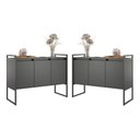 Ver imagem 1 de Armario Industrial 3 Portas Balso Conjunto 2 Peças - Preto