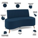 Ver imagem 4 de Sofá Chaise Living 2 Lugares 135cm para Sala Cayman K01 Veludo Azul Marinho - Lyam Decor