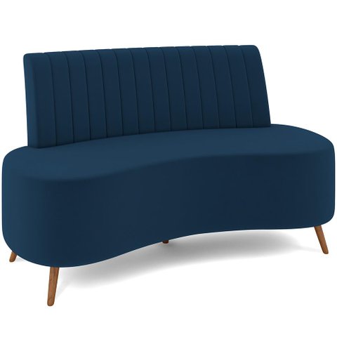 Sofá Chaise Living 2 Lugares 135cm para Sala Cayman K01 Veludo Azul Marinho - Lyam Decor