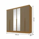 Ver imagem 3 de Guarda-Roupa 100% MDF 6 Portas 3 Gavetas com Espelhos Lisboa Yescasa Bege/Cinamomo/Cappuccino