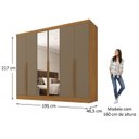 Ver mais imagens de Guarda-Roupa 100% MDF 6 Portas 3 Gavetas com Espelhos Lisboa Yescasa Bege/Cinamomo/Cappuccino