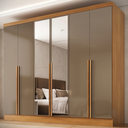 Ver imagem 1 de Guarda-Roupa 100% MDF 6 Portas 3 Gavetas com Espelhos Lisboa Yescasa Bege/Cinamomo/Cappuccino